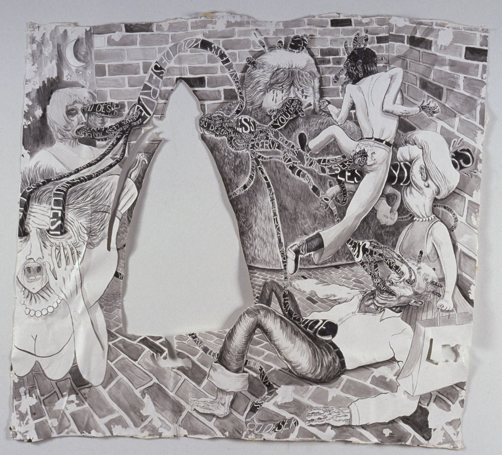 Trenton Doyle Hancock, Judgement #2, 2000, acrylic on paper, 55 x 59 1/2 inches (139.7 x 151.1 cm). Collection of Hedy Fischer and Randy Shull, Asheville, North Carolina.